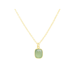 Collier RIM doré à l’or fin pendentif pierre naturelle semi-précieuse calcédoine verte-minimaliste-bohème - MARJANE et Cie