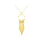 Collier SELMA doré à l’or fin pendentif ethnique franges graphique-minimaliste-bohème- MARJANE et Cie