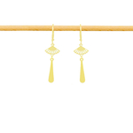 Boucles d'oreilles DAMLA dormeuses dorées à l'or fin graphique pendentifs éventail et barre-minimaliste-bohème- MARJANE et Cie