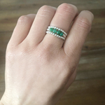 Bague TAROUB1 argent 925 perles naturelles jade verte empilable élastique bohème