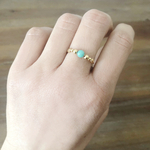 Bague HAYET2 or gold filled 14k perle naturelle jade couleur verte-minimaliste