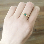 Bague HAYET1 or gold filled 14k perle naturelle agate couleur verte-minimaliste