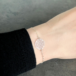 Bracelet AÏCHA argent massif 925 connecteur rosace mandala fleur-minimaliste