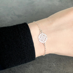 Bracelet SABRINE argent massif 925 médaille fleur-minimaliste