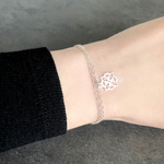 Bracelet SAMAH argent massif 925 double rang pendentif fleur-minimaliste
