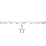 Bracelet RANIA argent massif 925 double chaine pendentif étoile-minimaliste-bohème - MARJANE et Cie