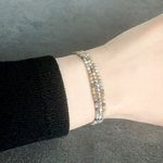 Bracelet JOHAR7 triple rang perles naturelles jaspe picasso-acier inoxydable argent-minimaliste