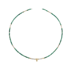 Collier AMBRINE3 perles naturelles semi précieuses jade couleur verte acier inoxydable-ras du cou bohème