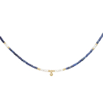 Collier AMBRINE4 perles naturelles semi précieuses lapis lazuli bleue-ras du cou-minimaliste-bohème- MARJANE et Cie