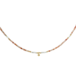 Collier AMBRINE7 perles naturelles semi précieuses aventurine rose orange-ras du cou-minimaliste-bohème- MARJANE et Cie