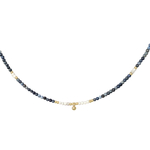 Collier AMBRINE13 perles naturelles semi précieuses sodalite bleue-ras du cou-minimaliste-bohème- MARJANE et Cie