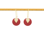Boucles d'oreilles RACHA longues pendantes acier inoxydable doré or sequin émaillé couleur rouge-minimaliste-bohème- MARJANE et Cie