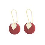 Boucles doreilles RACHA pendantes acier inoxydable doré or sequin émaillé rond rouge minimaliste