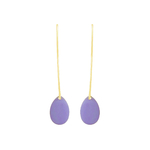 Boucles doreilles KOUBRA4 pendantes acier inoxydable doré or sequin émaillé goutte mauve minimaliste