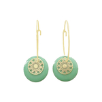 Boucles doreilles DANIYA créoles acier inoxydable doré or sequin émaillé rond vert minimaliste