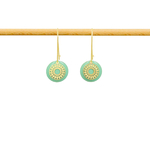 Boucles d'oreilles AHWAD longues pendantes acier inoxydable doré or sequin émaillé couleur vert-minimaliste-bohème- MARJANE et Cie