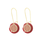 Boucles doreilles NAHAL pendantes acier inoxydable doré or sequin émaillé rond rouge minimaliste