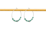 Boucles d'oreilles AZZA acier inoxydable argent grandes créoles perles couleur verte-minimaliste-bohème- MARJANE et Cie