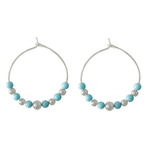 Boucles doreilles NAZIHA créoles acier inoxydable argent perles couleur bleue minimaliste