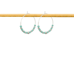 Boucles d'oreilles ASSALA grandes créoles acier inoxydable argent perles couleur bleue-minimaliste-bohème- MARJANE et Cie