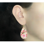 Boucles doreilles AMAYA acier inoxydable doré papier japonais fleurs rose blanc