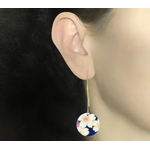 Boucles doreilles MAYU acier inoxydable or pendantes papier japonais fleurs couleur bleu rose