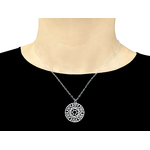 Collier AKILA argent massif 925 pendentif rond rosaces fleur-minimaliste