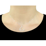 Collier HILOLA argent massif 925 pendentif croissant de lune étoiles-céleste-minimaliste