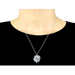 Collier NESS argent massif pendentif feuille de philodendron-ras du cou bohème