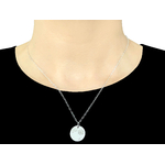 Collier RABIA argent massif pendentif rond fleur de pissenlit-minimaliste