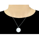 Collier WISSEM argent massif 925 pendentif sequin médaille martelée-minimaliste