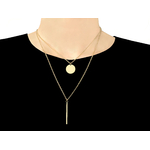 Collier HADJIRA acier inoxydable or pendentifs médaille et barre -minimaliste