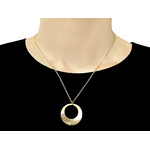 Collier NAHAR acier inoxydable or doré pendentif rond cercle-minimaliste