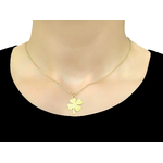 Collier TALIDA acier inoxydable or doré pendentif trèfle a quatre feuilles porte chance