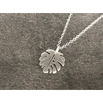 Collier NESS argent pendentif feuille de philodendron