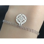 Bracelet EMINE argent breloque médaille fleur