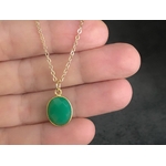 Collier ATIKA doré or pendentif pierre naturelle Chrysoprase verte