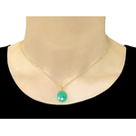 Collier ATIKA doré or pendentif pierre naturelle semi-précieuse Chrysoprase couleur verte