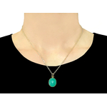 Collier ATIKA doré or pendentif pierre naturelle Chrysoprase couleur verte bohème