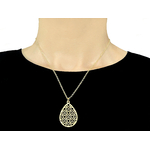 Collier BADDIA doré or pendentif goutte motif fleur rosace -minimalisteP0338 CLOR012 21 PM G