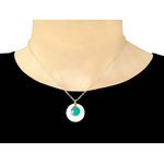 Collier FATNA doré or pendentifs médaille et pierre naturelle semi-précieuse onyx couleur vert-minimaliste