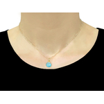 Collier GHIZLENE doré or pendentif pierre naturelle semi-précieuse topaze couleur bleue-minimaliste