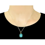 Collier INAYA doré or fin pendentif pierre naturelle calcédoine aqua bleue minimaliste