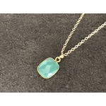 Collier INAYA doré or fin pendentif pierre naturelle semi-précieuse calcédoine aqua bleue