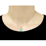 Collier JALILA doré or pendentif pierre naturelle semi-précieuse calcédoine aqua couleur bleue-minimaliste