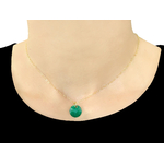 Collier KHADRA or gold filled 14K pendentif pierre naturelle calcédoine verte-minimaliste