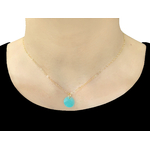 Collier NACIMA or gold filled 14K pendentif pierre naturelle semi précieuse calcédoine aqua bleue-minimaliste