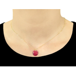 Collier ZAHRA or gold filled 14K pendentif pierre naturelle semi précieuse quartz rouge-minimaliste