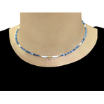 Collier AMBRINE13 perles naturelles sodalite bleue -ras du cou