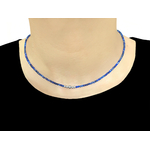 Collier DALAL6 perles naturelles semi précieuses lapis lazuli bleu-ras du cou